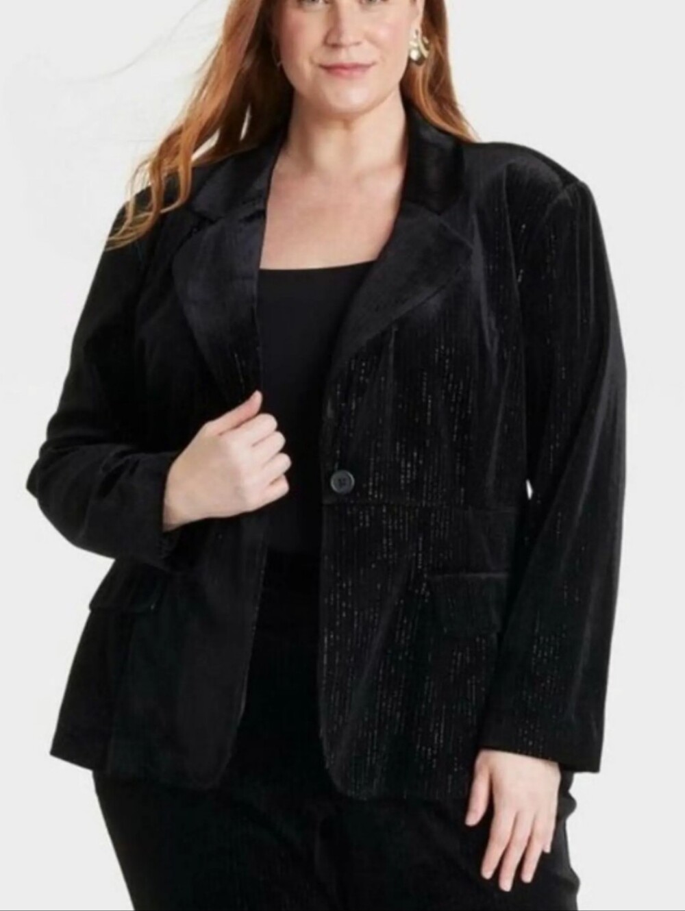 Ava & Viv Black Velvet Blazer Jacket